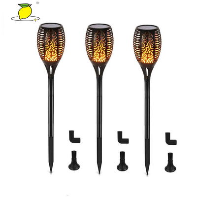 Black 1W LED Flickering Flame Solar Lights For Park Decoration Automatic On Dusk