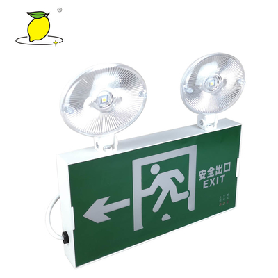 Professional Twin Spot Emergency Light , Green Fire Exit Light Sign