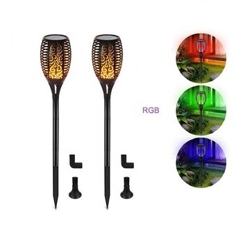 Safety Waterproof Flicker Outdoor Torch Lights For Garden Decoration Automatic On Dusk / LED Solar Flame Lamp